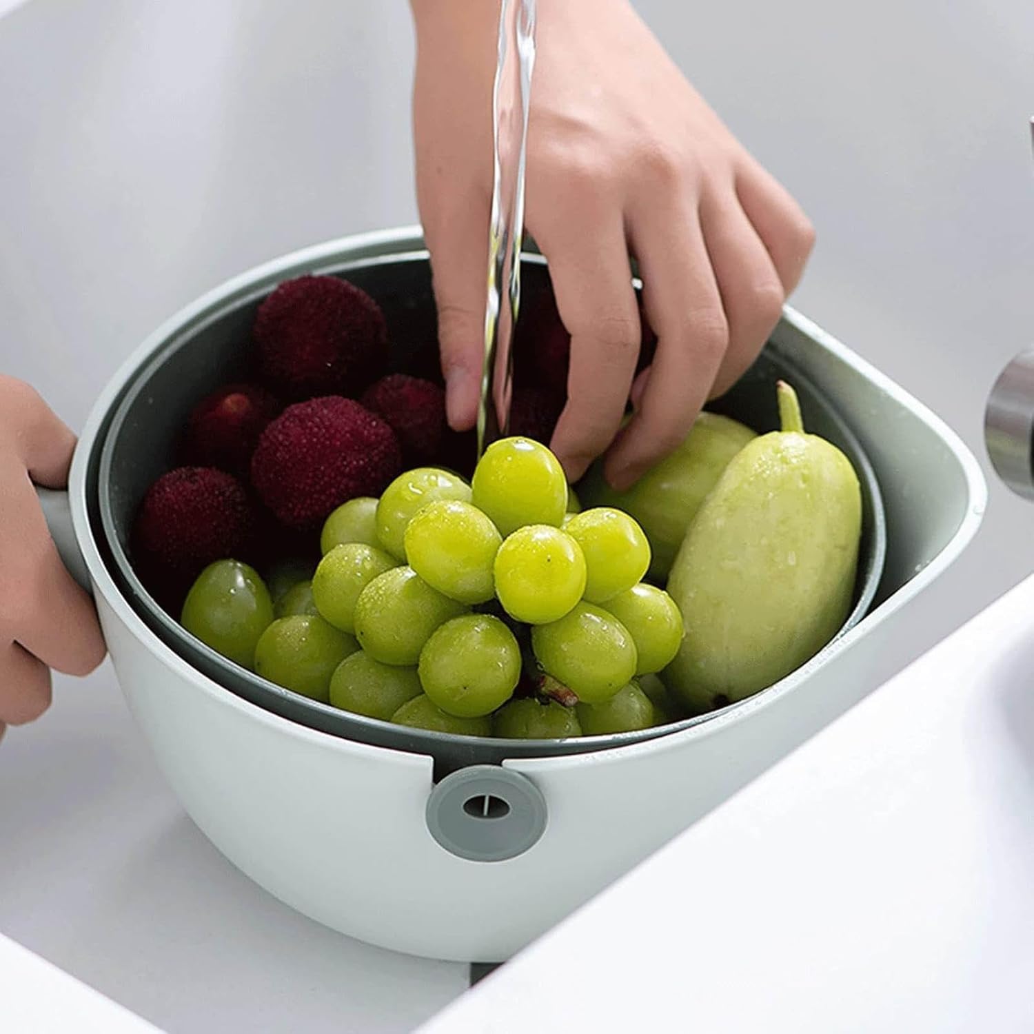 💥Clearance Sale Last 50 Left - 2 in 1 Kitchen Colander Rotating Washing Basket
